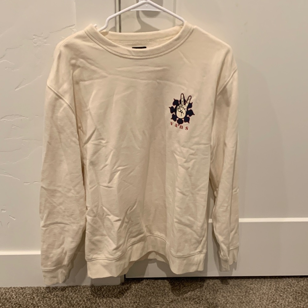Vans Off-White Crewneck Sweatshirt with Purple Logo